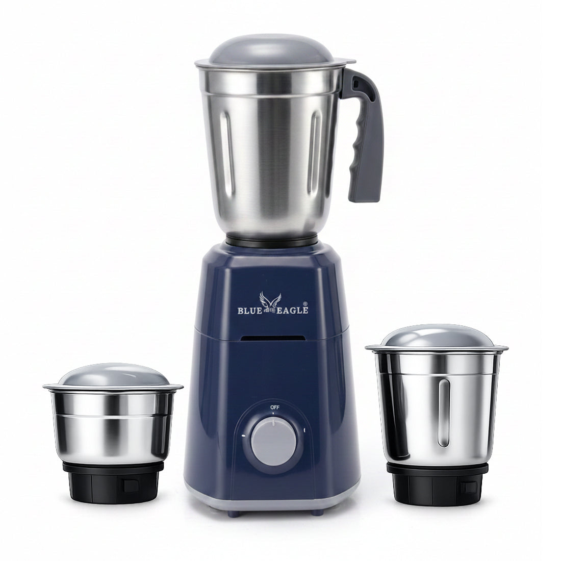 Blue Eagle Mixer Grinder, 500 Watt, 3 Stainless Steel Jars, Blue and White