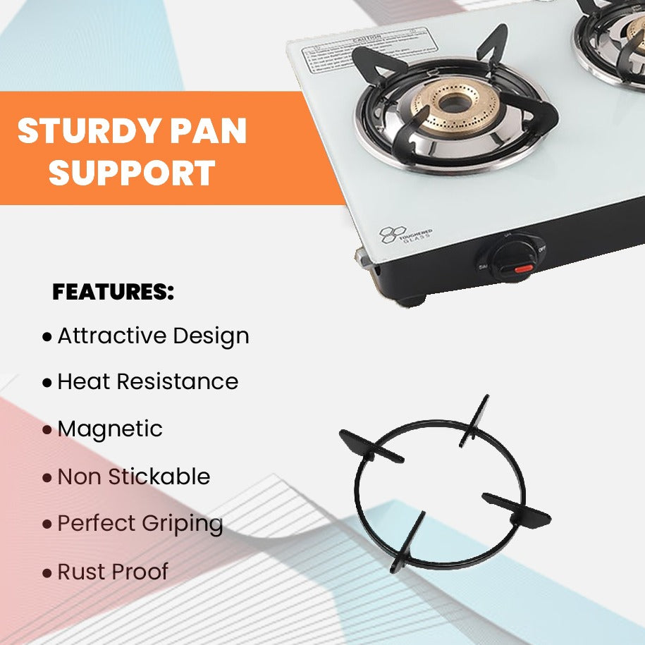 Fogger Gas stove Cute 3 Burner LPG Stove with CI Burner Manual Gas Stove White Toughened Glass Surface