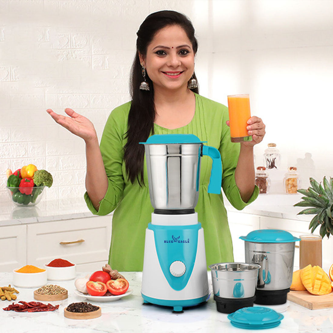 Blue Eagle Mixer Grinder with 3 Stainless Steel Jars, 750 watt Black, Electric