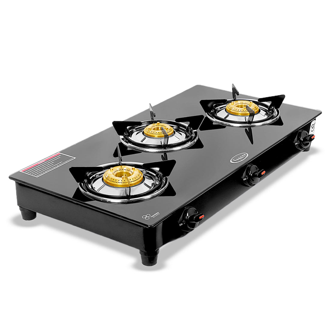 Fogger Gas stove Cute 3 Burner LPG Stove with CI Burner Manual Gas Stove Black(3 Burners)