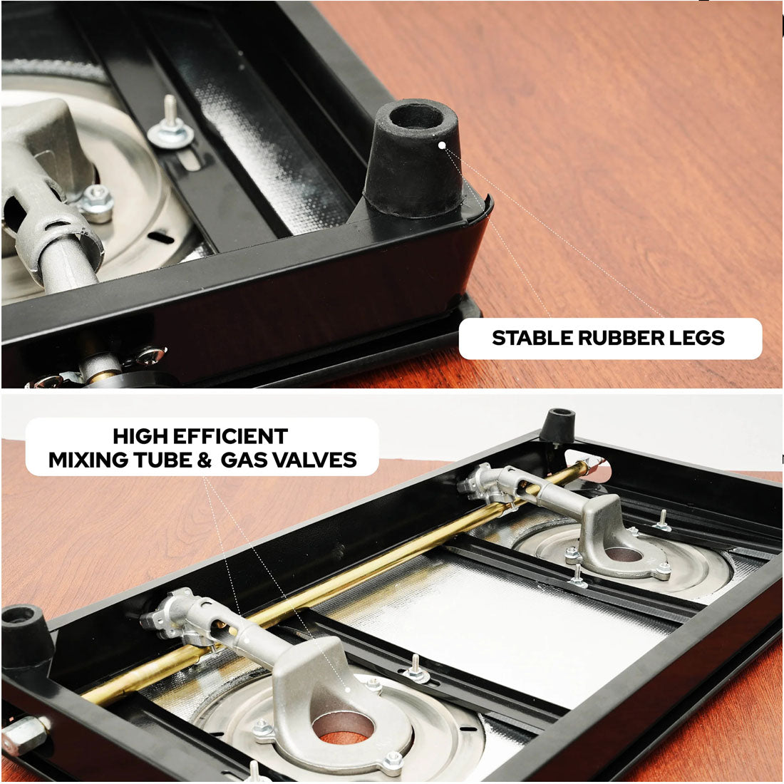 Fogger 2 Burner Gas Stove, Black Glass Top, CI Burners with 2 Year Warranty