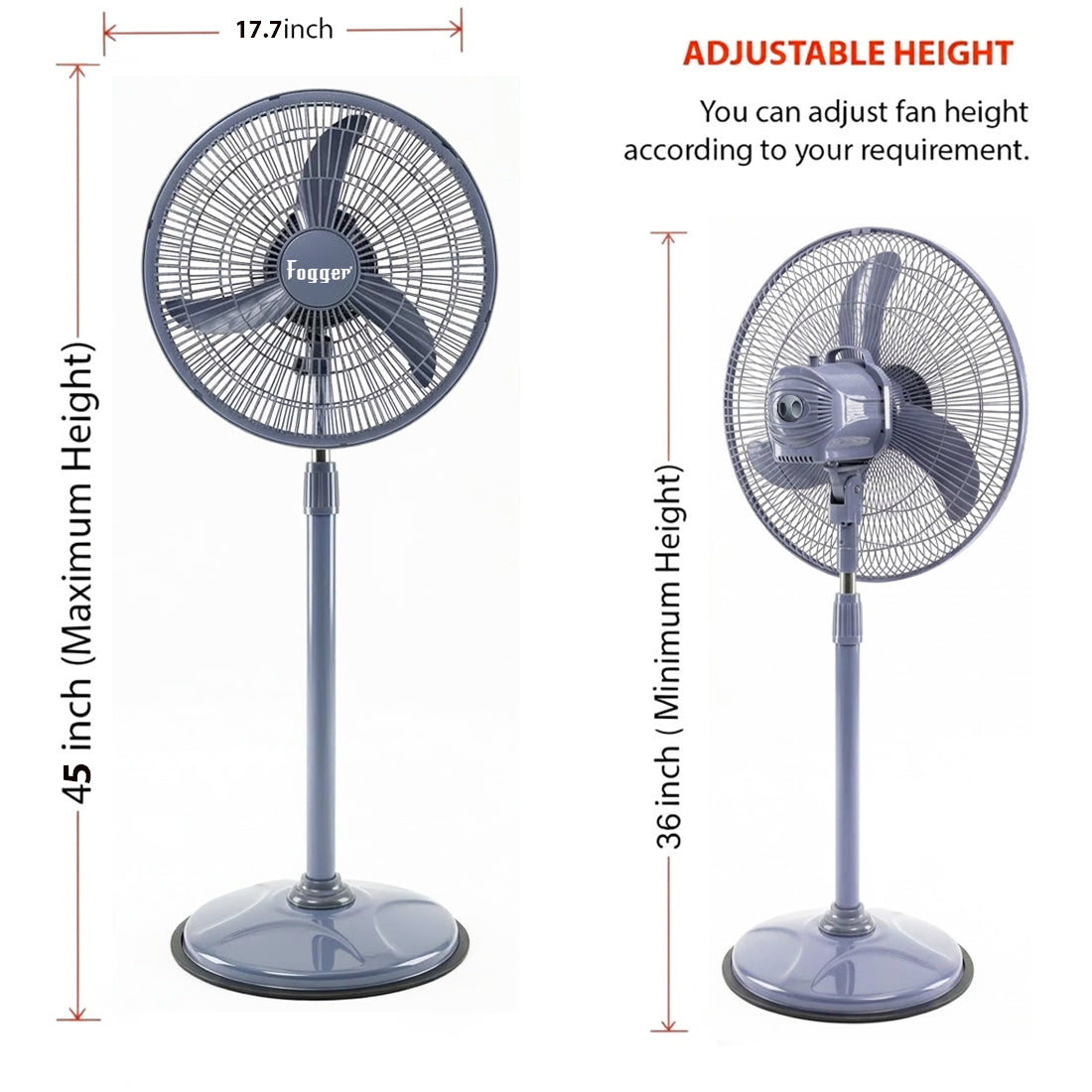 Fogger 400 mm High-Air Delivery Pedestal Stand Fan – Silent Operation, High Wind Speed, 2-Year Warranty